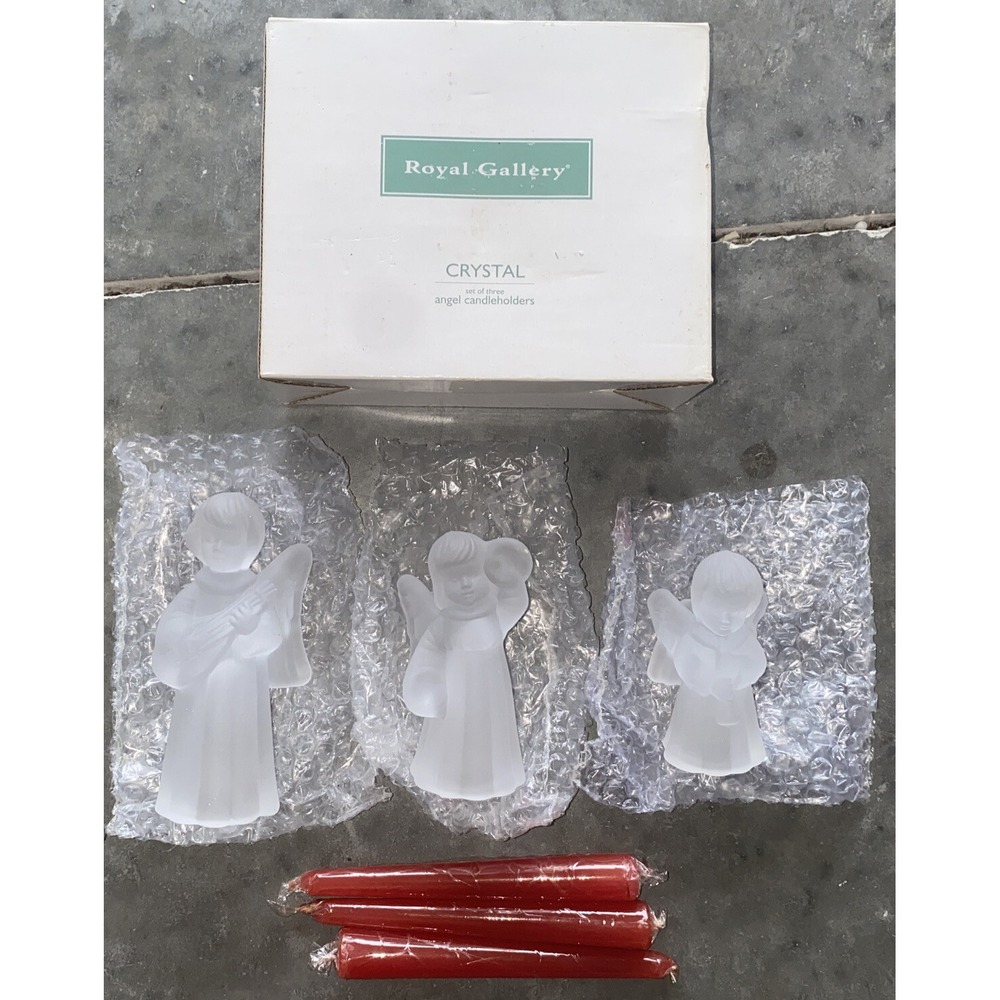 Royal Gallery Federated Dept Crystal Set of‎ Three Angel Candleholders K4852/3